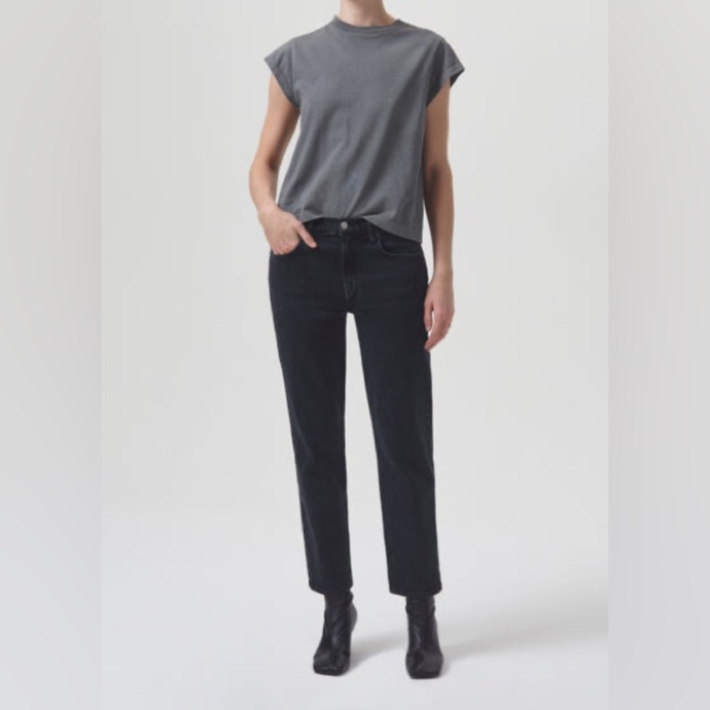 Agolde Kye Mid Rise Straight Crop in Pepper